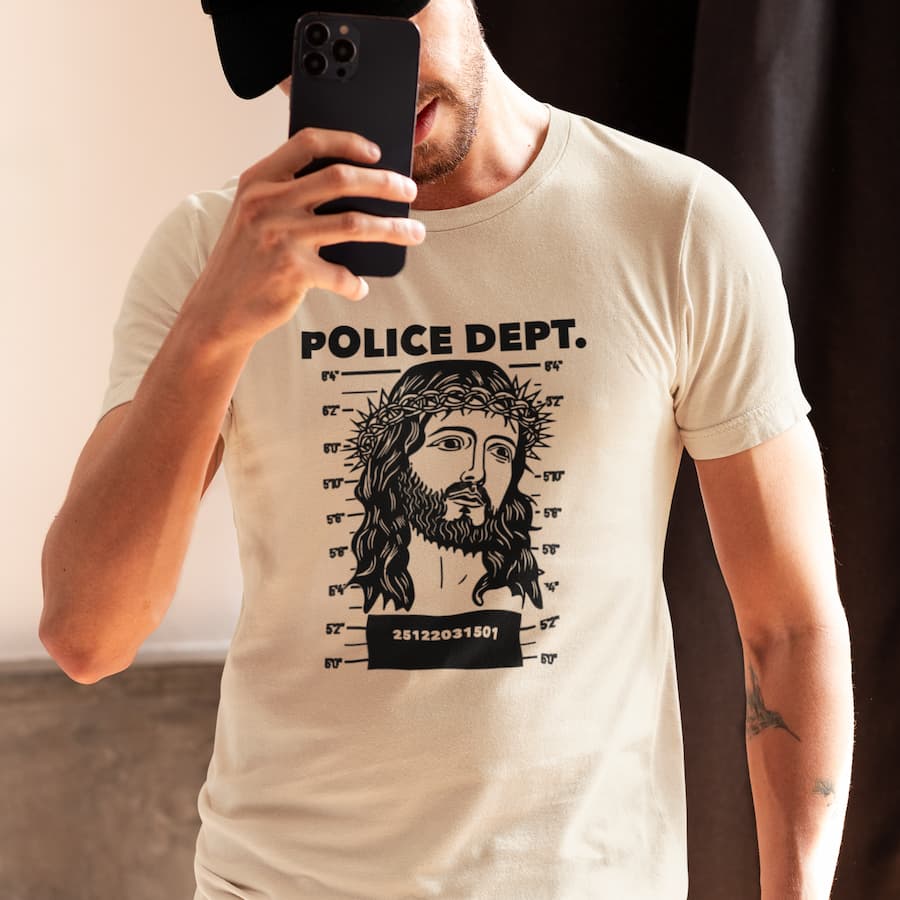 T-shirt unisexe Fiche de Police : JESUS